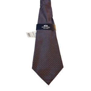 NWT Stafford Neck Tie Mens Designer Luxury Black Pink‎ Embroidered Silk Office
